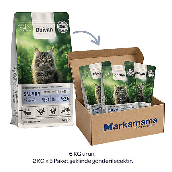 Obivan Somonlu ve Hamsili Yetişkin Kedi Maması 6 kg - 2
