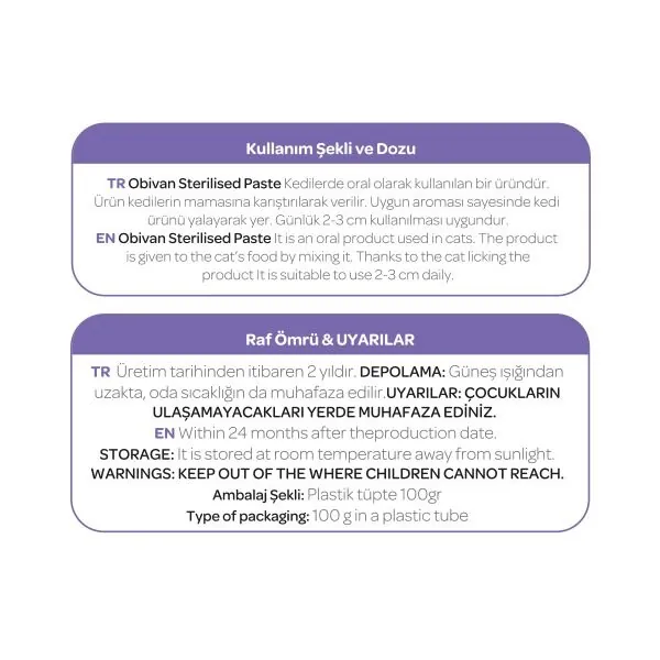 Obivan Sterilised Kısırlaştırılmış Kediler için Tüy Yumağı Önleyici Kedi Maltı 100 GR - 4