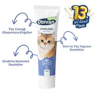 Obivan Sterilised Kısırlaştırılmış Kediler için Tüy Yumağı Önleyici Kedi Maltı 100 GR - 5