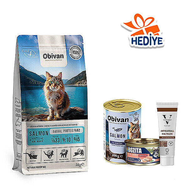 Obivan Sterilised Somonlu ve Hamsili Kısırlaştırılmış Kedi Maması 2 kg