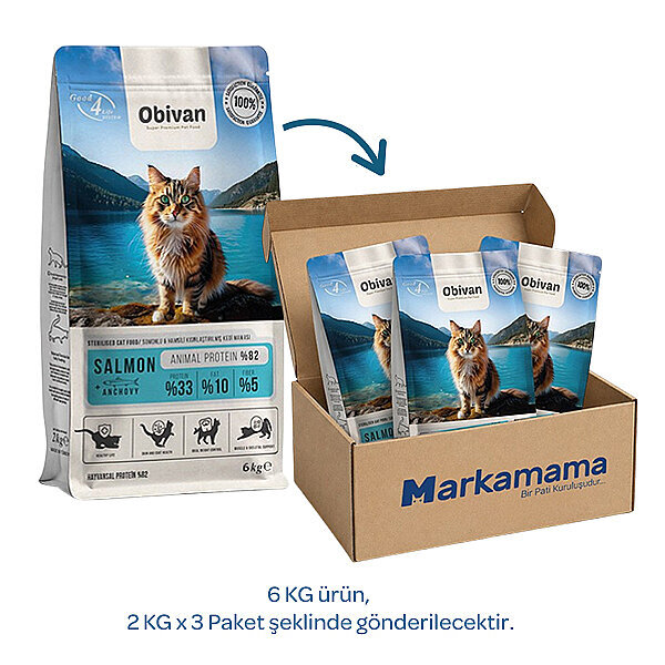 Obivan Sterilised Somonlu ve Hamsili Kısırlaştırılmış Kedi Maması 6 kg - 2