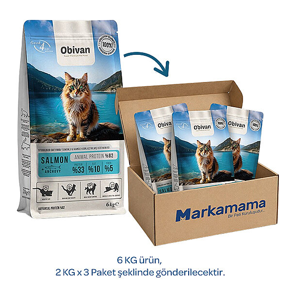 Obivan Sterilised Somonlu ve Hamsili Kısırlaştırılmış Kedi Maması 6 kg - 2