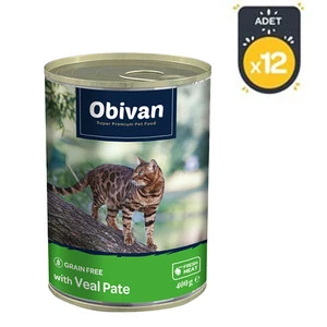 Obivan Tahılsız Dana Etli Ezme Yetişkin Kedi Konservesi 400 GR x 12 Adet