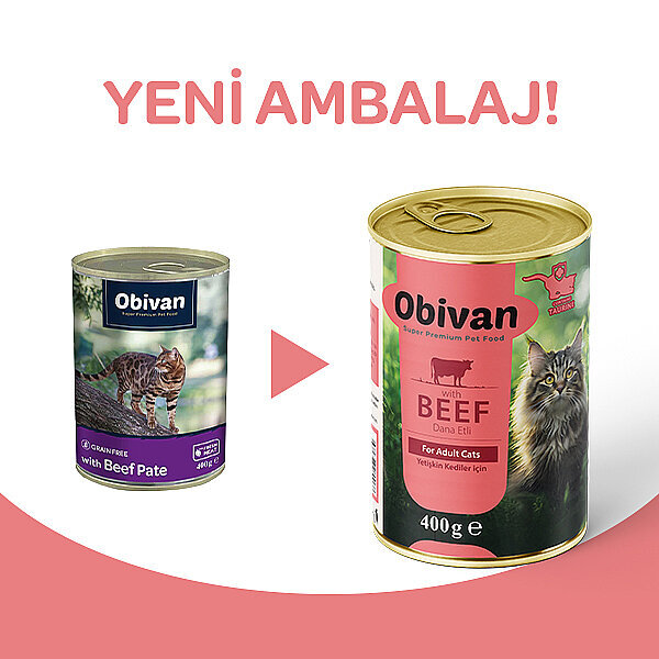 Obivan Dana Etli Sos İçinde Gravy Yetişkin Kedi Yaş Maması 400 GR x 12 Adet - 2