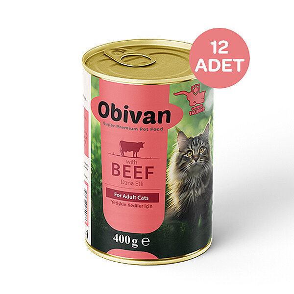 Obivan Dana Etli Sos İçinde Gravy Yetişkin Kedi Yaş Maması 400 GR x 12 Adet