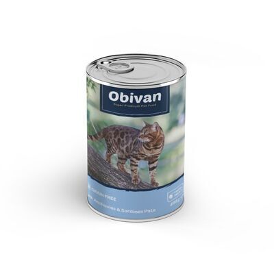Obivan Tahılsız Hamsili ve Sardalyalı Ezme Yetişkin Kedi Yaş Maması 400 GR - 1