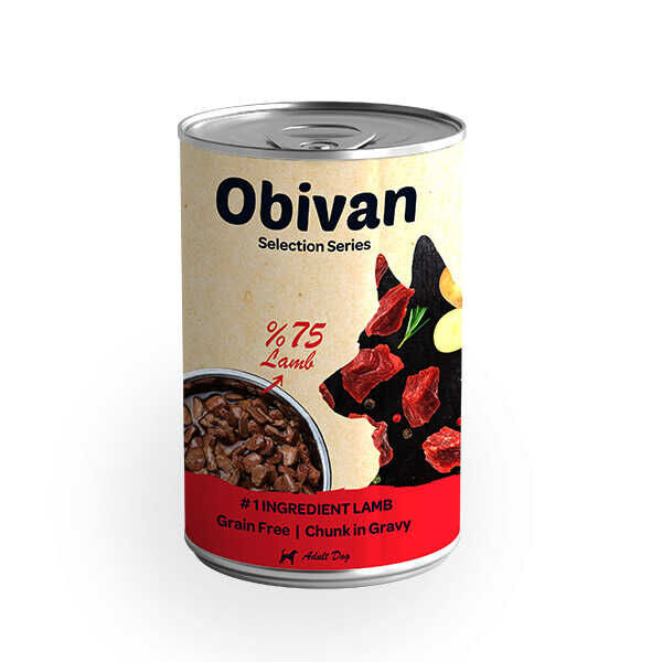 Obivan Parça Kuzu Etli Soslu Köpek Yaş Maması 400 GR x 12 Adet - 2