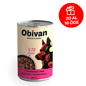 Obivan Tahılsız Parça Kuzu Etli Soslu Yavru Köpek Yaş Maması 415 GR x 20 Adet
