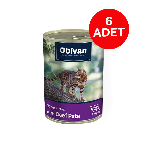 Obivan Tahılsız Sığır Etli Ezme Yetişkin Kedi Konservesi 400 GR x 6 Adet - 1