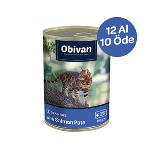 Obivan Tahılsız Somon Balıklı Ezme Yetişkin Kedi Yaş Maması 400 GR x 12 Adet