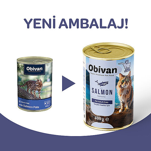 Obivan Somon Balıklı Sos İçinde Gravy Yetişkin Kedi Yaş Maması 400 GR x 12 Adet - 2