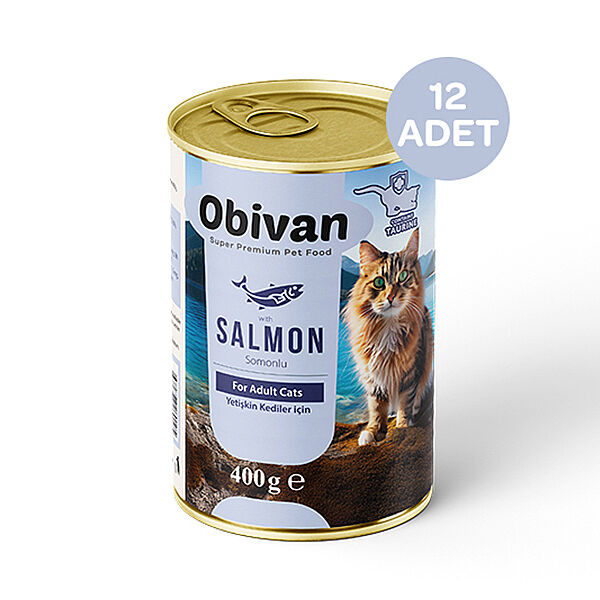 Obivan Somon Balıklı Sos İçinde Gravy Yetişkin Kedi Yaş Maması 400 GR x 12 Adet