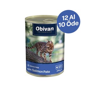 Obivan Tahılsız Somon Balıklı Ezme Yetişkin Kedi Konservesi 400 GR x 12 Adet