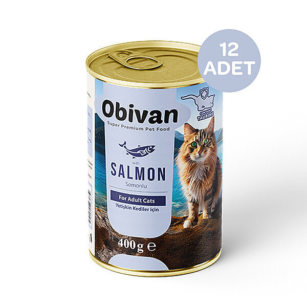 Obivan Somon Balıklı Sos İçinde Gravy Yetişkin Kedi Yaş Maması 400 GR x 12 Adet