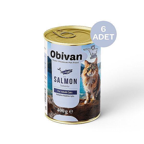 Obivan Tahılsız Somon Balıklı Ezme Yetişkin Kedi Konservesi 400 GR x 6 Adet - 1