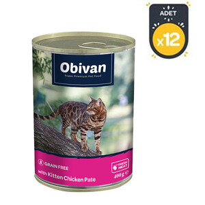 Obivan Tahılsız Tavuk Etli Ezme Yavru Kedi Yaş Maması 400 GR x 12 Adet