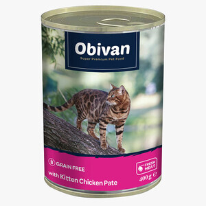 Obivan Tahılsız Tavuk Etli Ezme Yavru Kedi Yaş Maması 400 GR