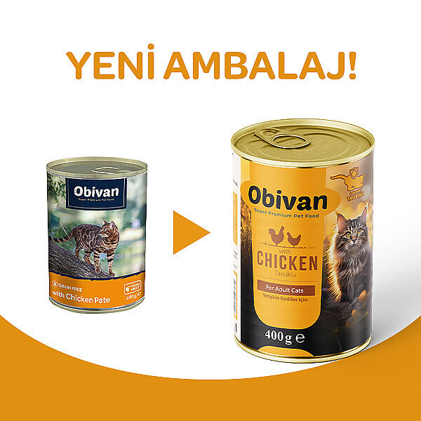 Obivan Tahılsız Tavuk Etli Ezme Yetişkin Kedi Yaş Maması 400 GR - 2