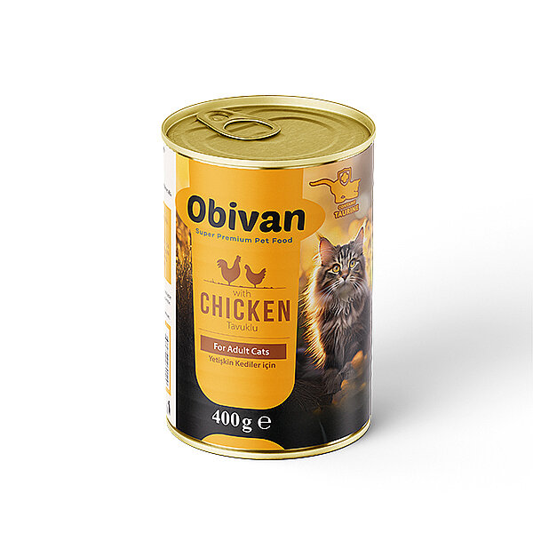 Obivan Tahılsız Tavuk Etli Ezme Yetişkin Kedi Yaş Maması 400 GR - 1