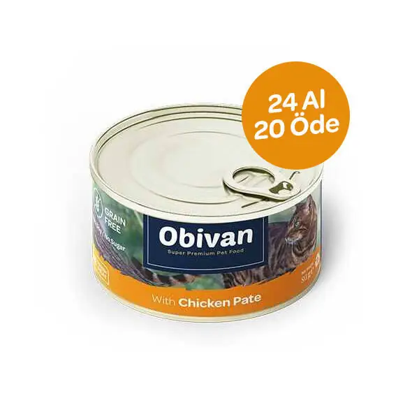 Obivan Tahılsız Tavuklu Ezme Kedi Konservesi 80 GR x 24 Adet - 1
