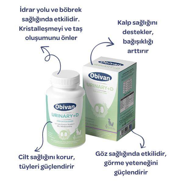 Obivan Urinary+d Kedi Ve Köpekler Için Üriner Sistem Desteği 75 Tablet - 1