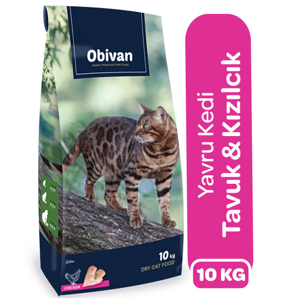 Obivan Kitten Tavuklu ve Kızılcıklı Yavru Kedi Maması 10kg - 2