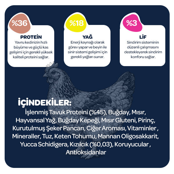 Obivan Kitten Tavuklu ve Kızılcıklı Yavru Kedi Maması 10kg - 4