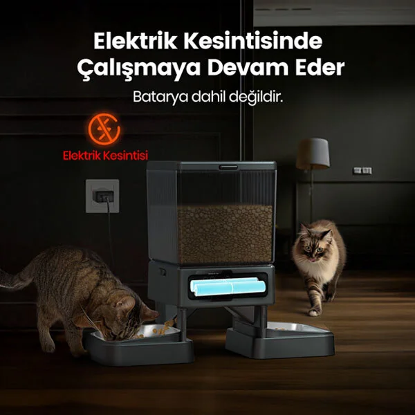 Oneisall PFD-002 5 L Zaman Ayarlı Kedi ve Köpekler için İkili Otomatik Mama Kabı - 3