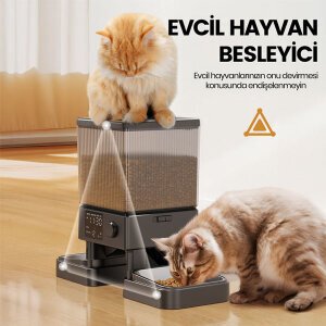 Oneisall PFD-002 5 L Zaman Ayarlı Kedi ve Köpekler için İkili Otomatik Mama Kabı - 5