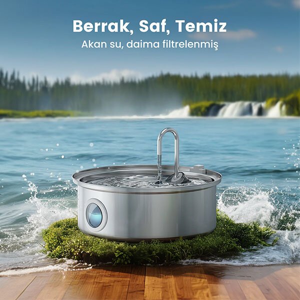 Oneisall PWF-002 7 L Büyük Irk Köpekler için Paslanmaz Çelik Su Pınarı - 7