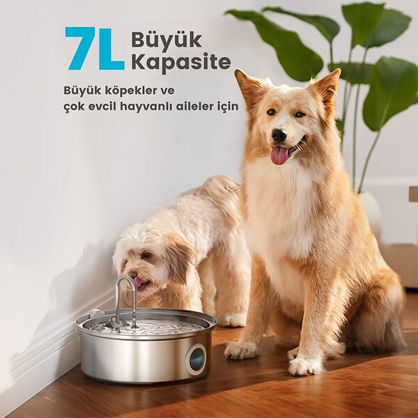 Oneisall PWF-002 7 L Büyük Irk Köpekler için Paslanmaz Çelik Su Pınarı - 9