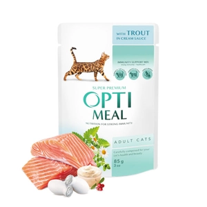 Optimeal Alabalıklı Krema Soslu Yetişkin Yaş Kedi Maması 85gr