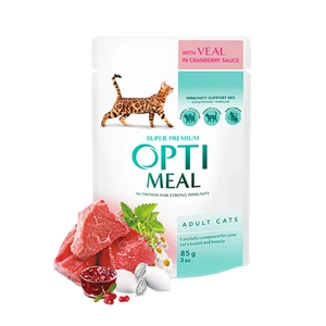 Optimeal Parça Dana Etli ve Kızılcık Soslu Yetişkin Kedi Konservesi 85gr