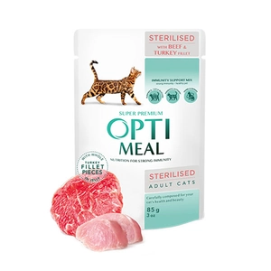 OptiMeal Dana Etli ve Hindi Soslu Tahılsız Kısır Kedi Yaş Maması 85Gr
