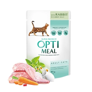 Optimeal Havuç Jöleli Tavşanlı Yaş Kedi Maması 85g