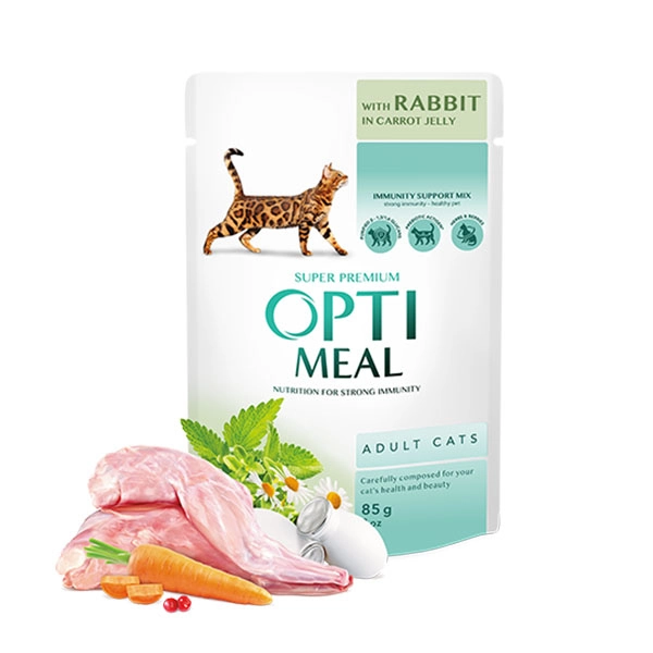 Optimeal Havuç Jöleli Tavşanlı Yaş Kedi Maması 85g - 1