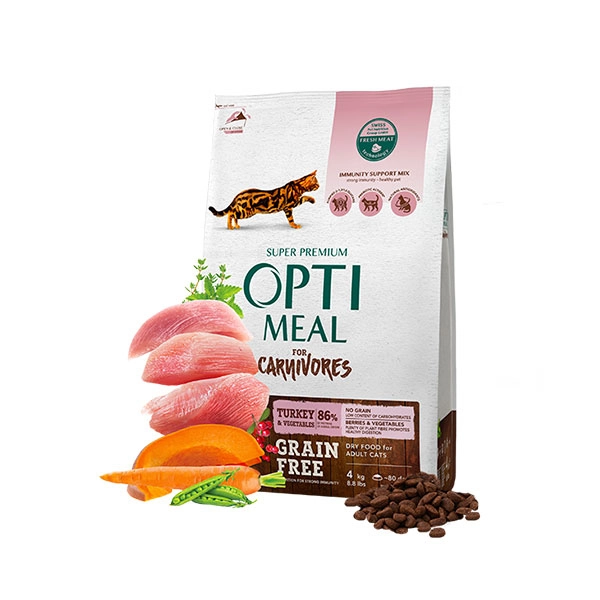 Optimeal Süper Premium Hindili-Sebzeli Tahılsız Yetişkin Kedi Maması 4 Kg - 1