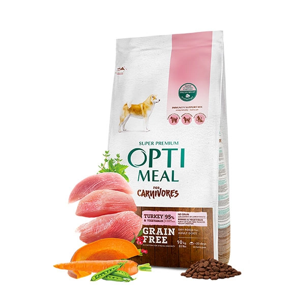 Optimeal Süper Premium Hindili-Sebzeli Tüm Irk Yetişkin Tahılsız Köpek Maması 10 Kg - 1