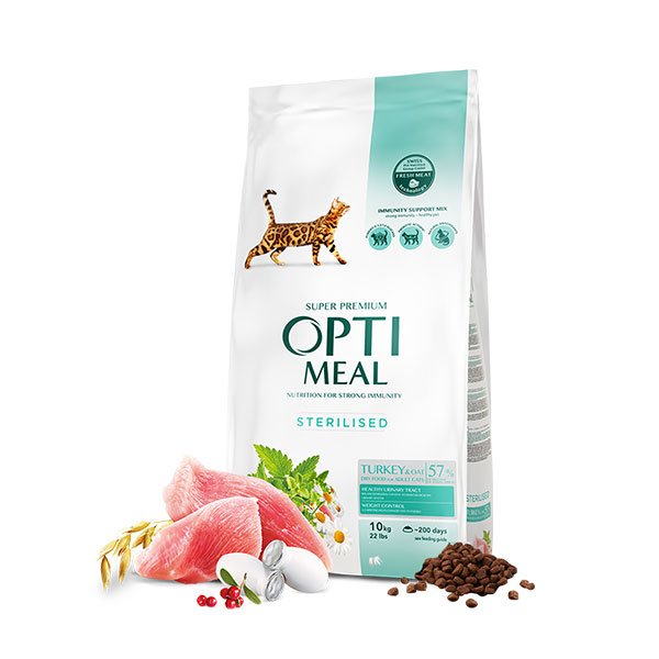 Optimeal Süper Premium Hindili-Yulaflı Kısır Kedi Maması 10 Kg - 1