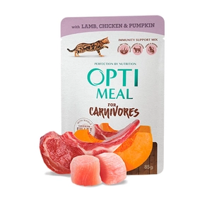 Optimeal Carnivores Jöle İçinde Kuzu Etli ve Tavuk Filetolu Tahılsız Yetişkin Kedi Konservesi 85gr