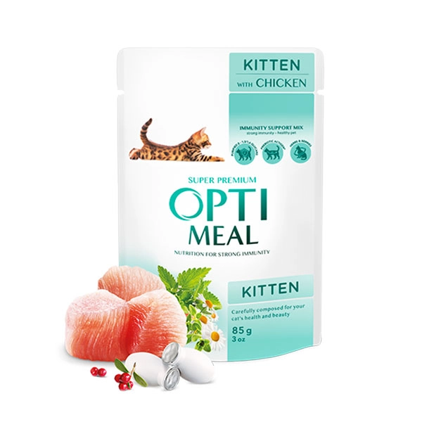 Optimeal Sos İçinde Parça Tavuk Etli Yavru Kedi Konservesi 85gr - 1
