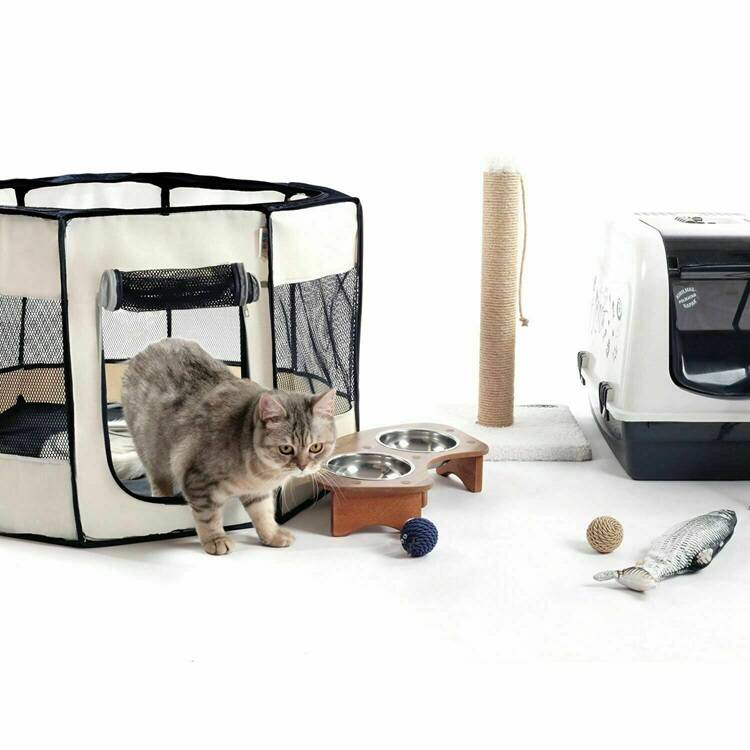 Pawingo Kedi ve Köpekler için Oyun Parkı 70 x 47 Cm Siyah - 3