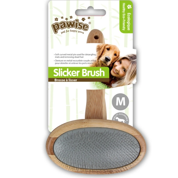 Pawise Ahşap Tutma Saplı Oval Kedi Ve Köpek Tarama Fırçası Medium - 1