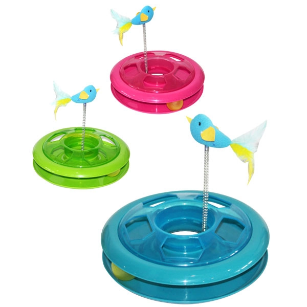 Pawise Spiral Kuşlu Oyun Çemberi Kedi Oyuncağı 26 cm - 1