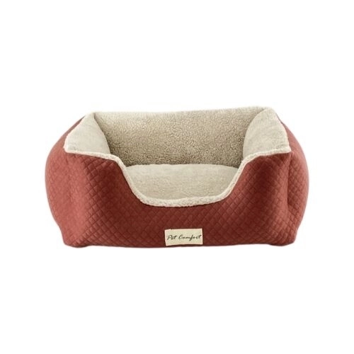 Pet Comfort Echo  Kedi ve Köpek Yatağı Tarçın/Ecru Peluş S 60x50cm - 1
