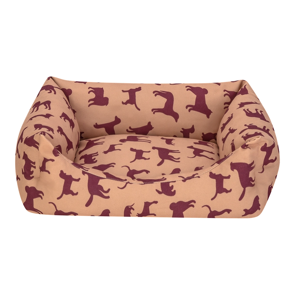 Pet Comfort Uniform Bej-Bordo Kedi ve Köpek Yatağı S 50x40cm - 1