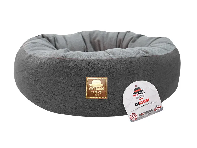 Petboss Çift Taraflı Simit Kedi Köpek Yatağı Antrasit Gri 50 Cm - 1