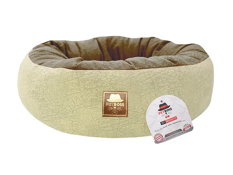Petboss Çift Taraflı Simit Kedi Köpek Yatağı Kahverengi Krem 50 Cm - 1