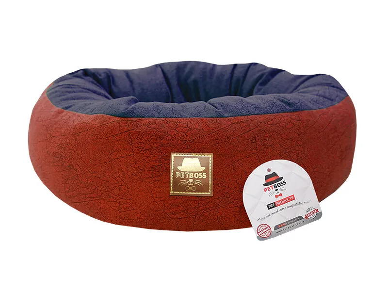 Petboss Çift Taraflı Simit Kedi Köpek Yatağı Lacivert Kırmızı 50 Cm - 1