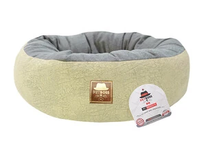 Petboss Çift Taraflı Simit Kedi Köpek Yatağı Krem Gri 50 Cm